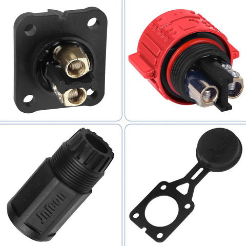 Beefed Up Trolling Motor Plug And Receptacle Set For 12V 24V 36V And 48V Boats, Waterproof Marine DC Power Connector Kit With Weatherproof Cap