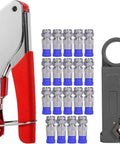 Pro Grade Coax Cable Crimper Kit For RG6 RG59 RG11 with 20 F connectors and wire stripper, 3-in-1 compression tool
