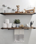 10 Pack Heavy Duty J Style Shelf Brackets With Lip 9 Inch Industrial Wall Mounted Floating Supports holding decor items