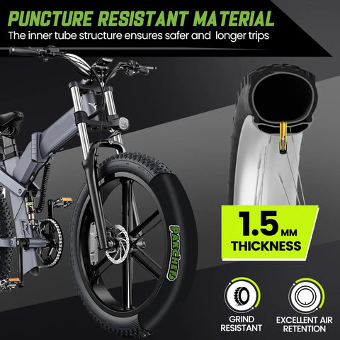 Heavy Duty Fat Tire Inner Tube 20x4.0 For E Bikes And Mountain Bikes With Schrader Valve, 1.5mm thickness section view.