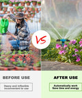 Comparison of manual watering vs. No Fuss Automatic Lawn Sprinkler System With 3 Adjustable Swivel Arms And 12 Nozzles 360 Degree Rotating Coverage For Large Yards And Gardens Kid Friendly Yard Sprinklers For Summer Fun in use