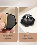 Four Pack Self Adhesive Caster Wheels 360 Swivel Mini Ball Bearing Rollers shown with adhesive back and installed view, 300 lbs capacity.