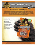 Ultra Strong Clear Double Sided Mounting Tape 1 Inch Wide By 60 Inches Long Weatherproof Indoor Outdoor Adhesive That Bonds Up To 15 Pounds No Nails Needed Pack Of 6 Rolls For Walls And Surfaces displayed with gorilla holding tape