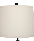 Close-up of beige fabric drum shade on Bedside Table Lamps Set Of 2, Tall Black Nightstand Lamps For Living Room And End Tables.