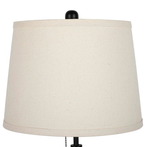 Close-up of beige fabric drum shade on Bedside Table Lamps Set Of 2, Tall Black Nightstand Lamps For Living Room And End Tables.