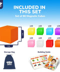 80 Piece Magnetic Blocks STEM Set For Kids Ages 3 To 8 Build Big 3D Towers Animals And Vehicles Boost Spatial Reasoning Fine Motor Skills Color Recognition And Hands On Guided STEM Play, 1 in cube set