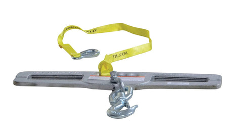 Swivel Forklift Hook Plate with safety latch, heavy duty steel construction, double fork slides, 4000 lb capacity attachment