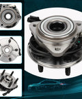 4WD Front Wheel Bearing And Hub Assembly 515003 Fits Ford Explorer 1995 To 2001 Explorer Sport 2001 To 2003 Explorer Sport Trac 2001 To 2005 Ranger 2000 To 2009 Mazda B2300 B3000 B4000 With ABS 5 Lug, shown from multiple angles.