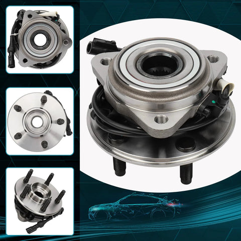 4WD Front Wheel Bearing And Hub Assembly 515003 Fits Ford Explorer 1995 To 2001 Explorer Sport 2001 To 2003 Explorer Sport Trac 2001 To 2005 Ranger 2000 To 2009 Mazda B2300 B3000 B4000 With ABS 5 Lug, shown from multiple angles.