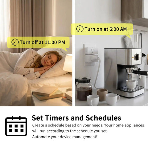 Z Wave 800 Series Smart Power Plug With Energy Monitoring And Power Meter, automating schedule for sleep and coffee machine