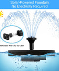 Floating Solar Fountain Kit With Six Nozzles And Four Fixed Pipes, Solar Water Pump For Bird Bath shown with water spray
