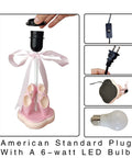 Pink Dancing Shoes Table Lamp For Girls Room, 14 Inch Tall Bedside Light With Fabric Stitch Shade, E26 LED Bulb Included