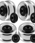 Set of four 2.72 in chrome trailer bearing dust caps with eight rubber plugs