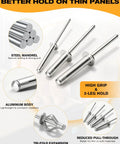 Tri Fold Pop Rivets One Eighth Inch By Half Inch, 100 Pack High Grip Exploding Bulb Blind Rivets For Thin Sheet Metal, Aluminum Body