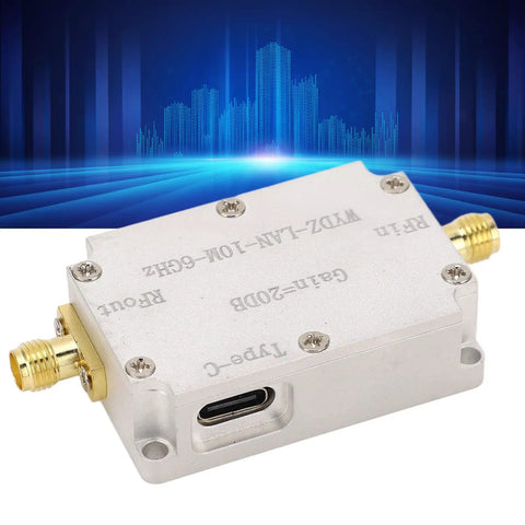 Low Noise RF Amplifier 10 MHz To 6 GHz 20 DB LNA With High Flatness SMA Female Output For Ham Radio GPS Receiver And FM Radio Antenna Boost With Aluminum Alloy Housing