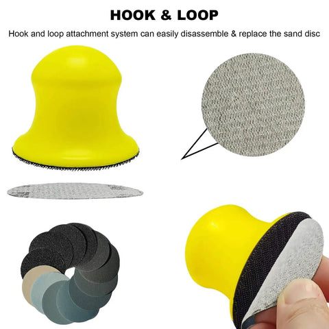 120 Piece 2 Inch Wet Dry Sanding Disc Set with 60 Through 10000 Grit Silicon Carbide Hook and Loop Sandpaper, yellow sanding pad.