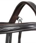 English Dressage Fancy Stitch Brown Leather Flash Bridle with padded crown and detailed stitching, full-grain leather