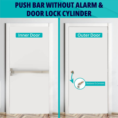 Stainless Steel Commercial Emergency Exit Push Bar Panic Exit Device for Wood and Metal Doors with Exterior Locking Lever