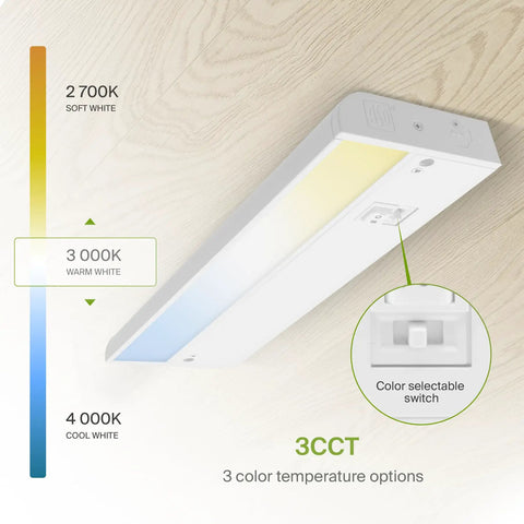 9 Inch Dimmable Under Cabinet Lights Kit With Plug In Or Hardwired Install Three Color Temps 2700K To 4000K High Low Off Switch