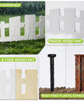 White Picket Fence Garden Edging Border 33 Foot Long Easy Install With 60 Flexible Stakes, waterproof, freeze resistant.