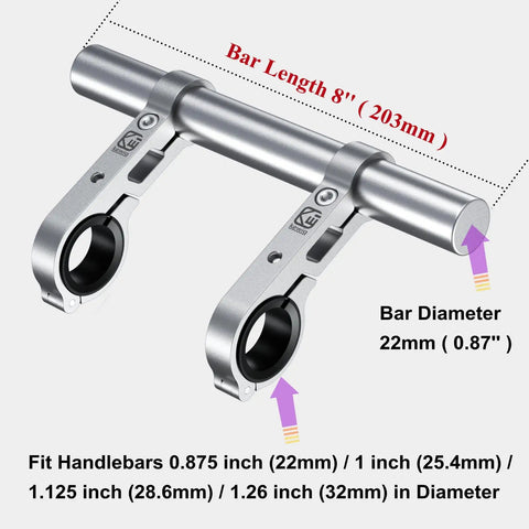 Beefed Up Aluminum Handlebar Extender For Bike And Motorcycle With Dual Mount Clamp Bracket 8 Inch CNC Machined 6061 T6