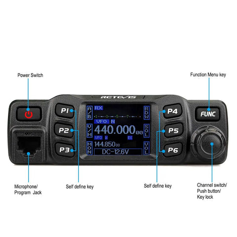 Dual Band Mobile Ham Radio With Rotatable LCD Display Long Range 2m 70cm Transceiver For RVs Trucks And Jeeps showing front panel.