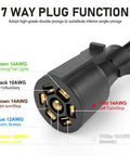 7 Way Trailer Wiring Harness connector showcasing wire functions and gauge specifications for reliable connections.