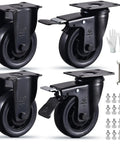 Built Legit 4 Inch Heavy Duty Caster Wheels Set Of Four With Dead Quiet Rubber Tires and dual locking brakes.