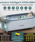 Pro Grade Ultrasonic Jewelry Cleaner With UV Light For A Deep Clean And Variable Frequency 47KHz To 50KHz on a wooden table