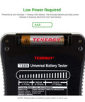 All In One Battery Tester With LCD Display For AA AAA C D 9V And More Handy Cell Checker close-up with Tenergy AAA battery