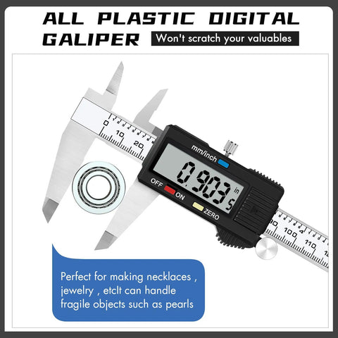 Digital Caliper With Stainless Steel Body, Easy Inch To Metric Switch, LCD Display, measuring bearing in close-up view