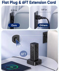 Straight Up Essential Heavy Duty Vertical Power Strip Tower With Twelve AC Outlets And Four USB Ports features flat plug and 6ft cord.