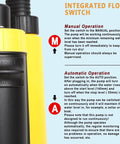 Half HP Submersible Sump Pump 2200 GPH For Clean Or Dirty Water With Built In Automatic On Off Switch control panel view