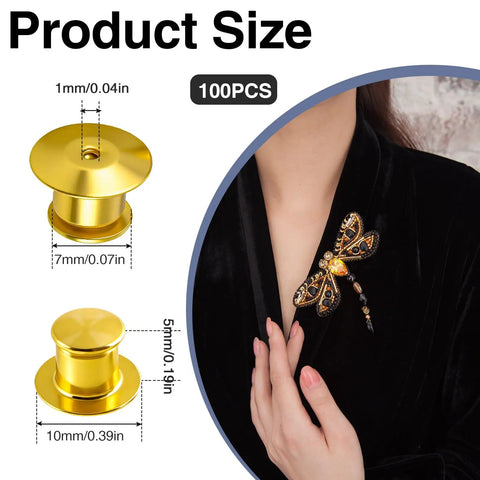 Lock Tight Gold Pin Backs 100 Pack Secure Clasps For Enamel Pins Brooches And Lapels Nickel Plated Copper No Hassle Spring Design Hang Firm Zero Slip Grip For Real World DIY Projects