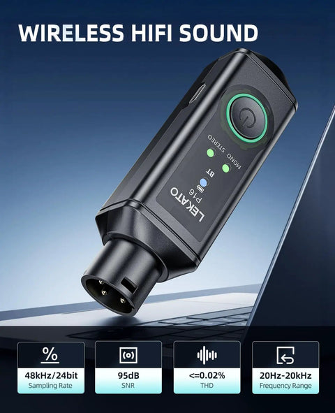 XLR Bluetooth Receiver Pro Pack for Mixing Consoles and PA Systems on laptop, Wireless BT Adapter with Bluetooth 5.3, 48kHz/24bit DAC