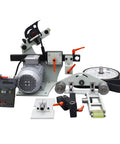 Workhorse Variable Speed Belt Sander And Knife Grinder With Wheel And Flat Platen Tool Rest For Sick Polish Results 72X2 Inch Belt 1500W Motor 220V detailed view showing components and setup.