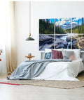 Heavy Duty Acoustic Wall Panels 72 By 48 Inch Sound Absorbing Room Divider Art Panel on bedroom wall with landscape design.