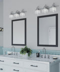 Archie Collection 3 Light Clear Double Prismatic Glass Coastal Bath Vanity Light In Polished Chrome Finish over double sinks