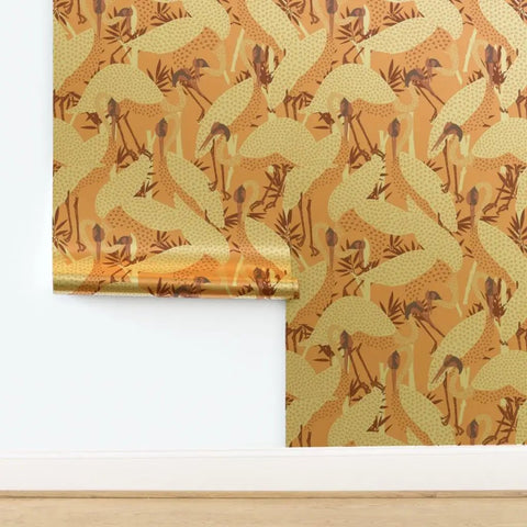 Peach Heron Spring Gold Metallic Wallpaper With Hella Glam Fibrous Texture For Top Shelf Indoor Vibes Professional Paste The Wall Eco Friendly Type I Wall Covering Made In Usa Class A Fire Rated Solid Build roll on wall with glossy finish and floral design.