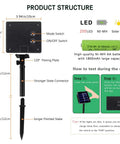 Diagram of solar panel and components for Extra Long 144 Ft Solar String Lights Outdoor 2 Pack 400 LED