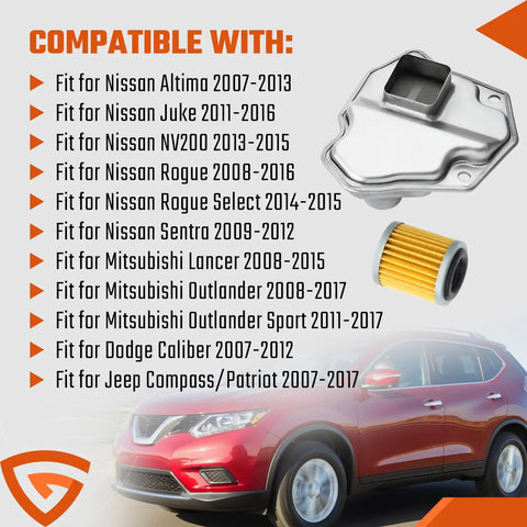 Nissan Transmission Oil Filter Pan Gasket Kit For JF011E RE0F10A Transmissions with compatibility list and filter image
