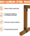 Heavy Duty 4x4 Post Bracket Kit For Wood Decks, 4 Pack With 14 Gauge Steel Base in use on wooden post frame, highlighted features.