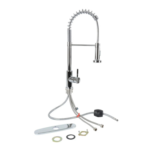 Pull Down Kitchen Faucet With Sprayer Chrome Finish 2 In 1 Stream And Spray Hi Arc Gooseneck Stainless Steel Sink Faucet With Optional Deck Plate Hole Cover For Clean Quick Dishes