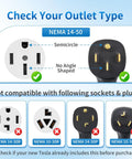 Check your outlet type image showing NEMA 14-50 plug compatibility with Tesla Mobile Connector Gen 2.