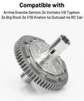 57T Metal Slipper Clutch Spur Gear Upgrade for Arrma RC Cars showcasing durable steel build and compatibility list