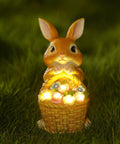 Outdoor Garden Solar Rabbit Light Statue With Lit LED Lighting Hand Painted Resin Bunny Decor for patio lawn use