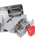 Close-up of a stainless steel angle clamp with red knob, part of the Must Have Pro Grade Angle Clamp For Woodworking And Picture Framing set.