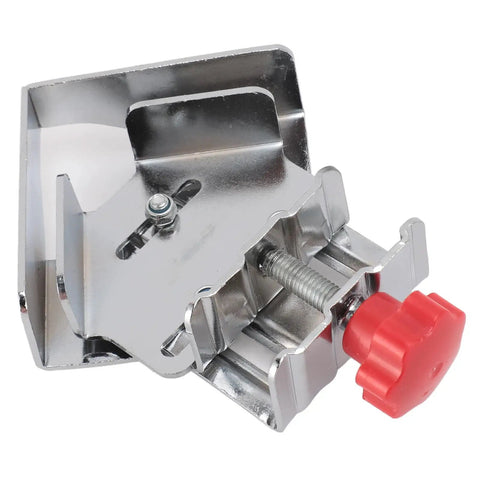 Close-up of a stainless steel angle clamp with red knob, part of the Must Have Pro Grade Angle Clamp For Woodworking And Picture Framing set.