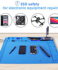 Pro Grade Large Anti Static Mat With Grounding Accessories ESD Safe Heat Resistant Silicone Soldering Mat Magnetic Work Pad