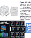 Light Up LED Ice Cubes For Drinks, 120 Pack Waterproof Multi Color Glow With Liquid Sensor packaging and details